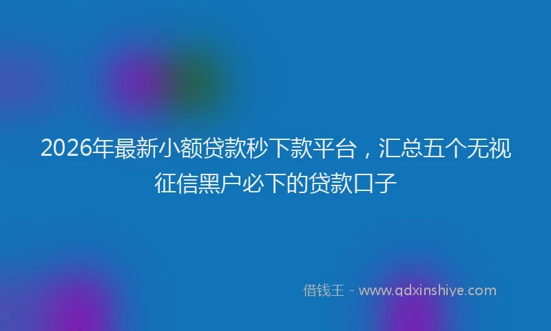 2026年最新小额贷款秒下款平台，汇总五个无视征信黑户必下的贷款口子