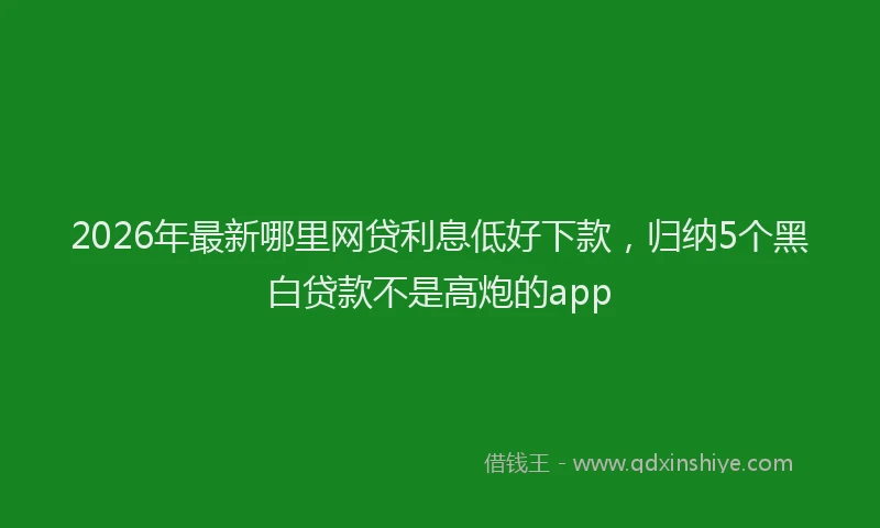 2026年最新哪里网贷利息低好下款，归纳5个黑白贷款不是高炮的app
