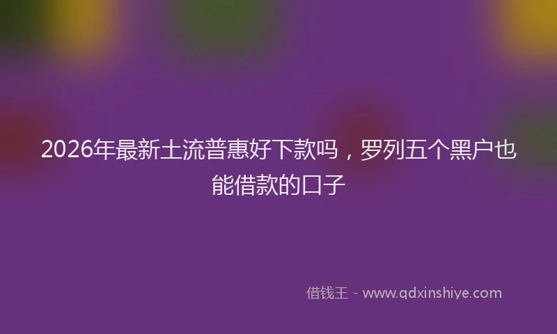 2026年最新土流普惠好下款吗，罗列五个黑户也能借款的口子