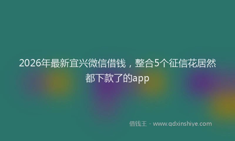 2026年最新宜兴微信借钱，整合5个征信花居然都下款了的app
