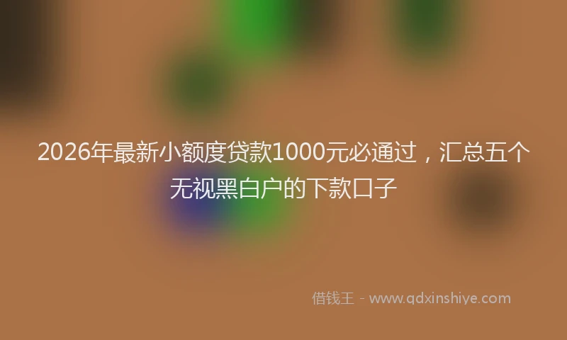 2026年最新小额度贷款1000元必通过，汇总五个无视黑白户的下款口子