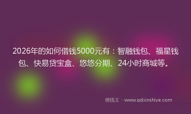 2026年的如何借钱5000元有：智融钱包、福星钱包、快易贷宝盒、悠悠分期、24小时商城等。