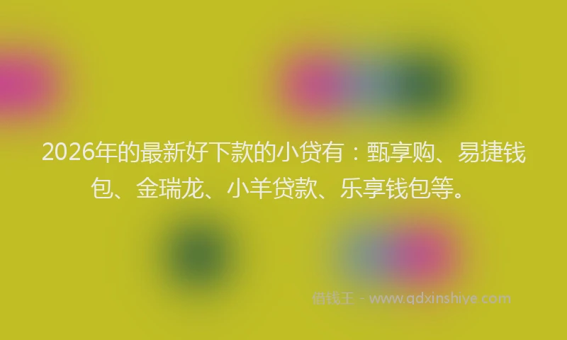 2026年的最新好下款的小贷有：甄享购、易捷钱包、金瑞龙、小羊贷款、乐享钱包等。