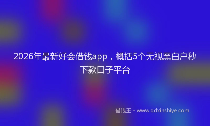 2026年最新好会借钱app，概括5个无视黑白户秒下款口子平台