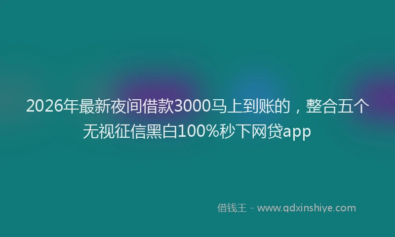 2026年最新夜间借款3000马上到账的，整合五个无视征信黑白100%秒下网贷app