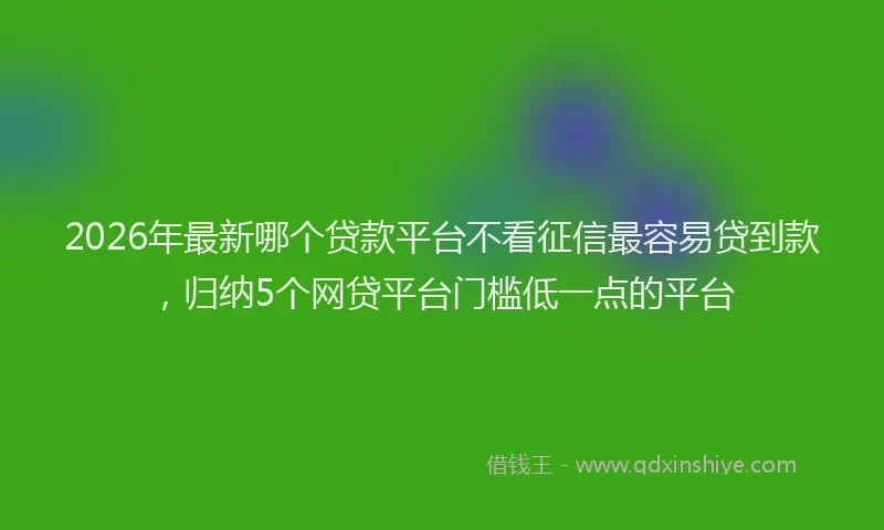 2026年最新哪个贷款平台不看征信最容易贷到款,归纳5个网贷平台门槛低一点的平台