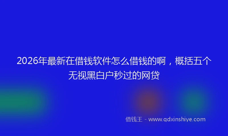 2026年最新在借钱软件怎么借钱的啊，概括五个无视黑白户秒过的网贷