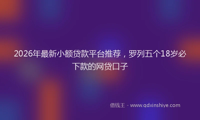 2026年最新小额贷款平台推荐，罗列五个18岁必下款的网贷口子