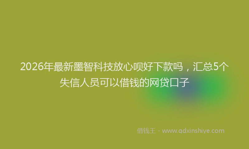 2026年最新墨智科技放心呗好下款吗，汇总5个失信人员可以借钱的网贷口子