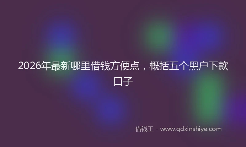 2026年最新哪里借钱方便点，概括五个黑户下款口子