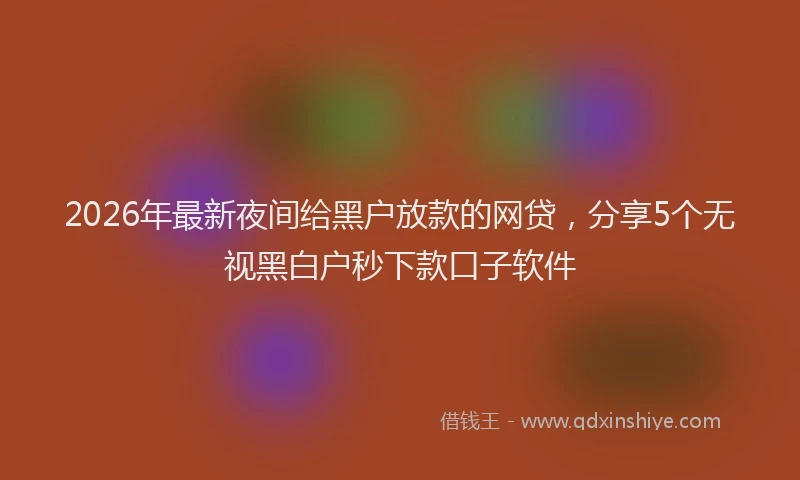 2026年最新夜间给黑户放款的网贷，分享5个无视黑白户秒下款口子软件