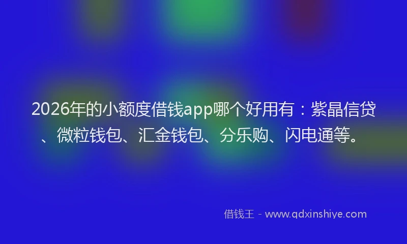 2026年的小额度借钱app哪个好用有:紫晶信贷、微粒钱包、汇金钱包、分乐购、闪电通等。