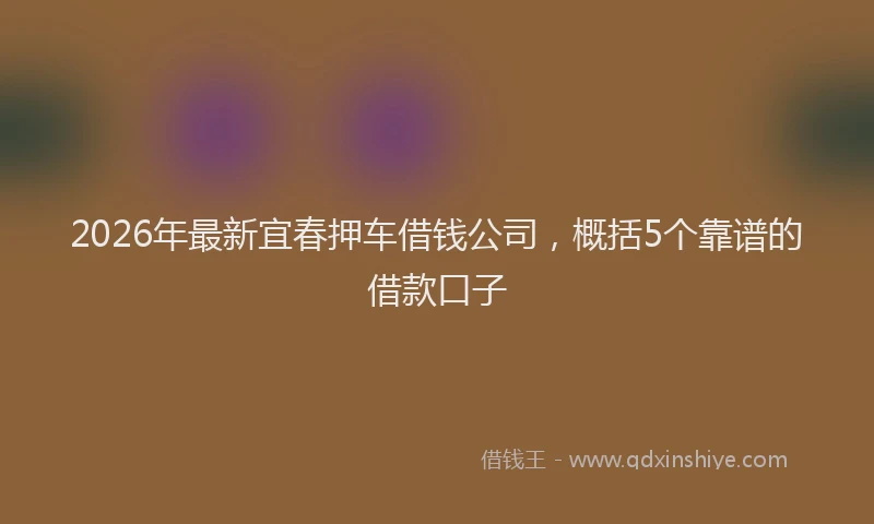 2026年最新宜春押车借钱公司，概括5个靠谱的借款口子
