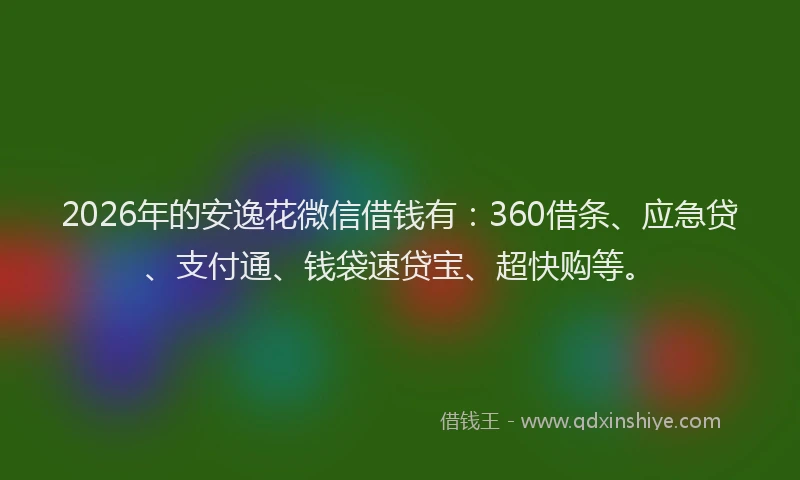 2026年的安逸花微信借钱有：360借条、应急贷、支付通、钱袋速贷宝、超快购等。