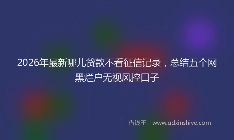 2026年最新哪儿贷款不看征信记录,总结五个网黑烂户无视风控口子
