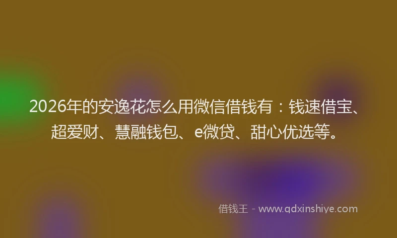 2026年的安逸花怎么用微信借钱有：钱速借宝、超爱财、慧融钱包、e微贷、甜心优选等。