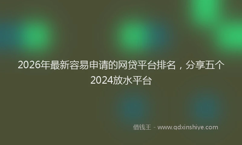 2026年最新容易申请的网贷平台排名，分享五个2024放水平台