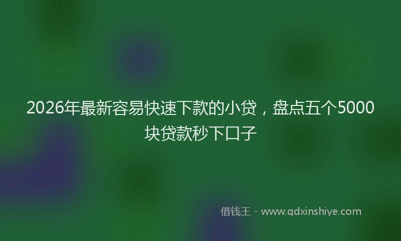 2026年最新容易快速下款的小贷，盘点五个5000块贷款秒下口子