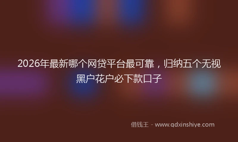 2026年最新哪个网贷平台最可靠,归纳五个无视黑户花户必下款口子