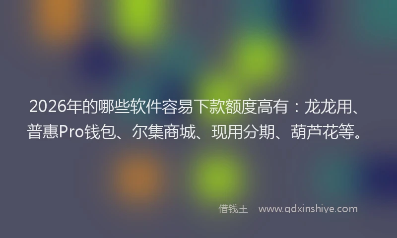 2026年的哪些软件容易下款额度高有:龙龙用、普惠Pro钱包、尔集商城、现用分期、葫芦花等。