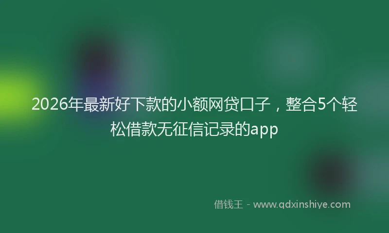 2026年最新好下款的小额网贷口子，整合5个轻松借款无征信记录的app