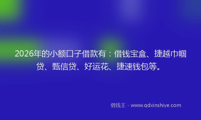 2026年的小额口子借款有：借钱宝盒、捷越巾帼贷、甄信贷、好运花、捷速钱包等。