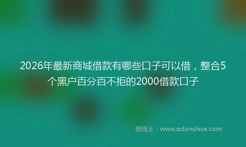 2026年最新商城借款有哪些口子可以借，整合5个黑户百分百不拒的2000借款口子