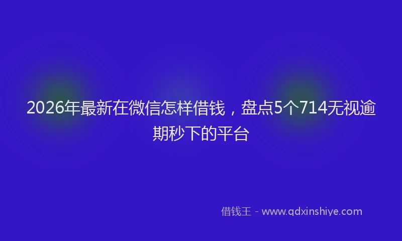 2026年最新在微信怎样借钱,盘点5个714无视逾期秒下的平台