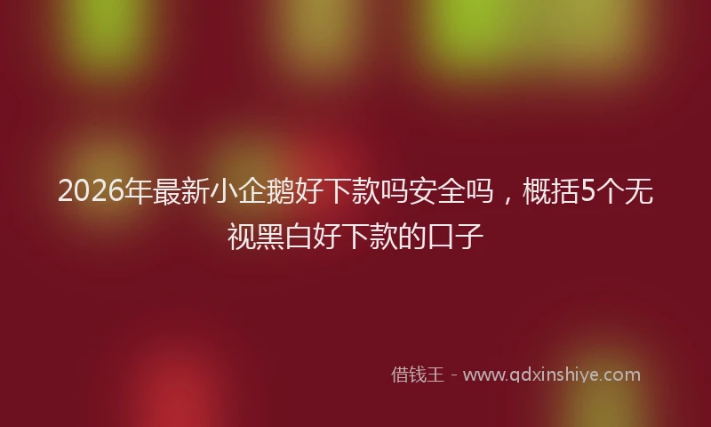 2026年最新小企鹅好下款吗安全吗，概括5个无视黑白好下款的口子