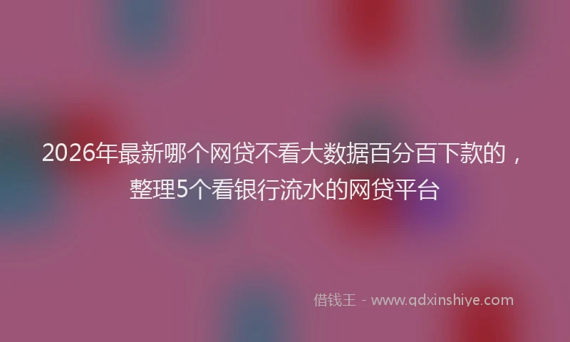 2026年最新哪个网贷不看大数据百分百下款的，整理5个看银行流水的网贷平台