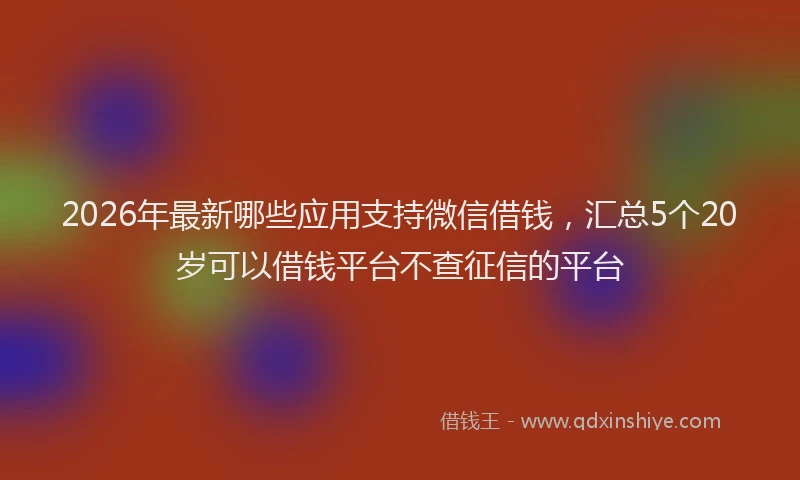 2026年最新哪些应用支持微信借钱，汇总5个20岁可以借钱平台不查征信的平台