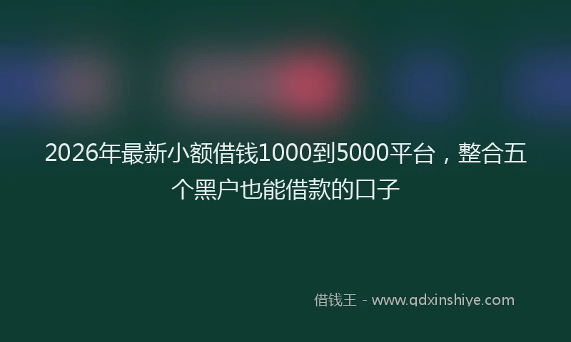 2026年最新小额借钱1000到5000平台，整合五个黑户也能借款的口子