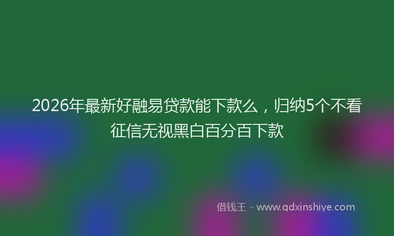 2026年最新好融易贷款能下款么，归纳5个不看征信无视黑白百分百下款