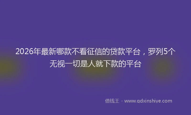 2026年最新哪款不看征信的贷款平台，罗列5个无视一切是人就下款的平台