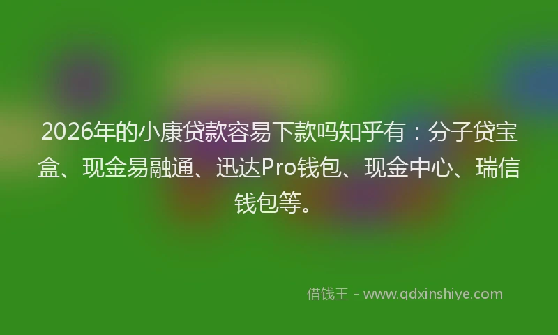 2026年的小康贷款容易下款吗知乎有：分子贷宝盒、现金易融通、迅达Pro钱包、现金中心、瑞信钱包等。