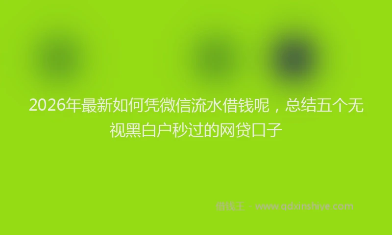 2026年最新如何凭微信流水借钱呢，总结五个无视黑白户秒过的网贷口子