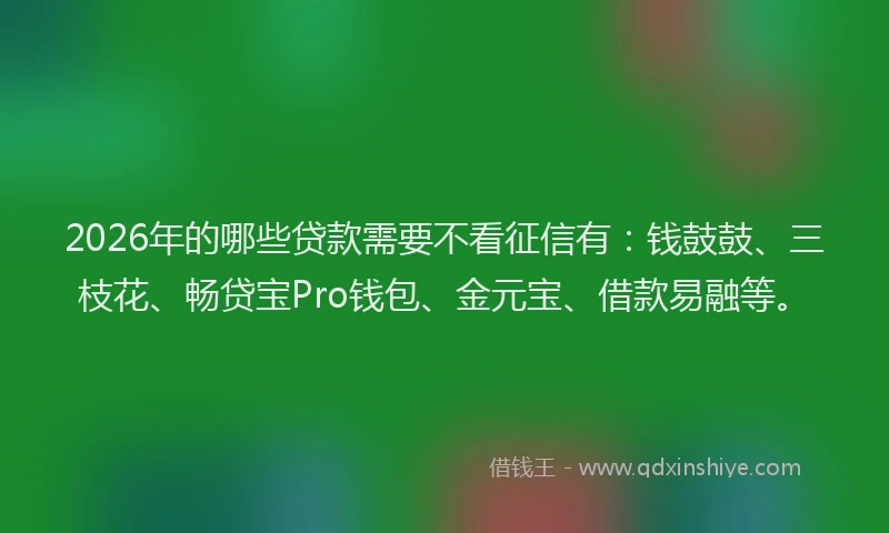 2026年的哪些贷款需要不看征信有:钱鼓鼓、三枝花、畅贷宝Pro钱包、金元宝、借款易融等。