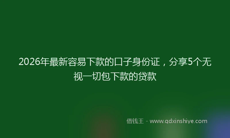 2026年最新容易下款的口子身份证，分享5个无视一切包下款的贷款