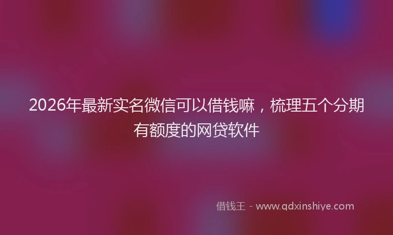 2026年最新实名微信可以借钱嘛，梳理五个分期有额度的网贷软件