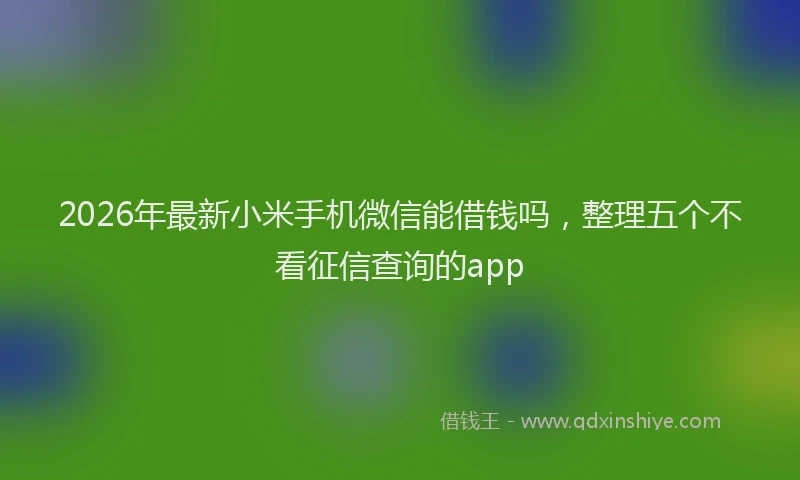 2026年最新小米手机微信能借钱吗，整理五个不看征信查询的app