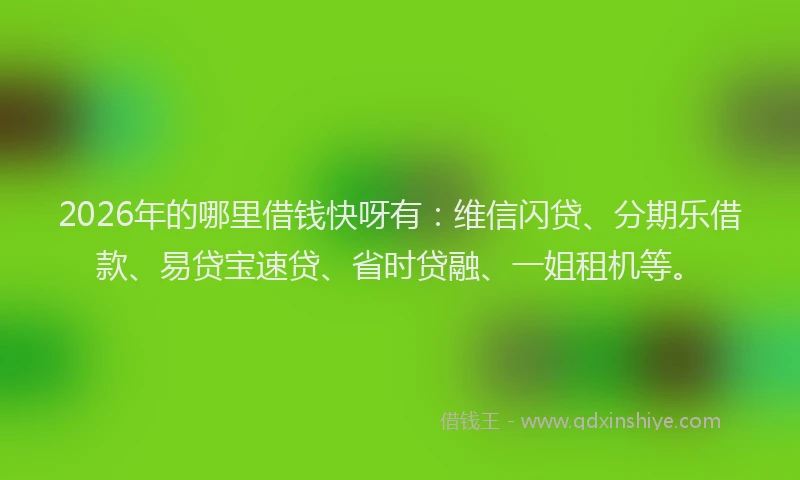 2026年的哪里借钱快呀有:维信闪贷、分期乐借款、易贷宝速贷、省时贷融、一姐租机等。