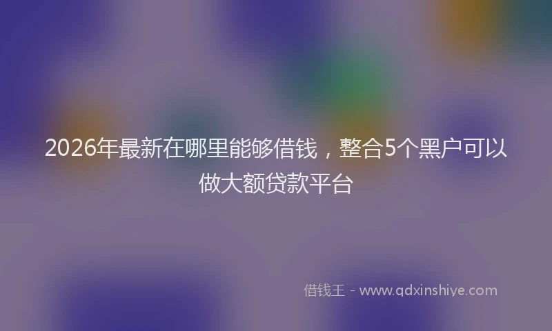 2026年最新在哪里能够借钱，整合5个黑户可以做大额贷款平台