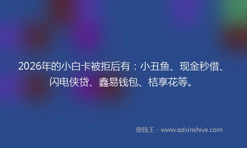 2026年的小白卡被拒后有：小丑鱼、现金秒借、闪电侠贷、鑫易钱包、桔享花等。