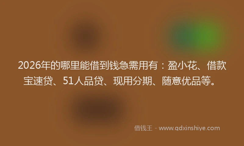2026年的哪里能借到钱急需用有：盈小花、借款宝速贷、51人品贷、现用分期、随意优品等。