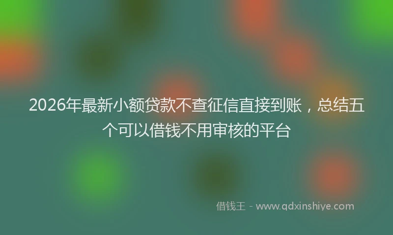 2026年最新小额贷款不查征信直接到账，总结五个可以借钱不用审核的平台