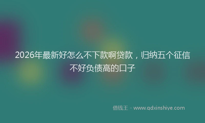 2026年最新好怎么不下款啊贷款，归纳五个征信不好负债高的口子