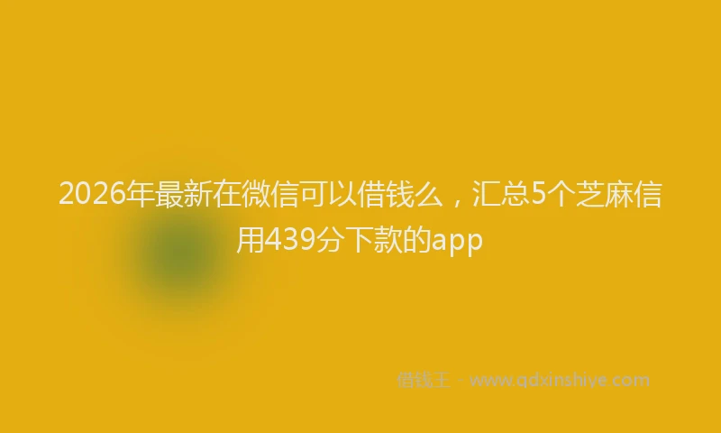 2026年最新在微信可以借钱么，汇总5个芝麻信用439分下款的app