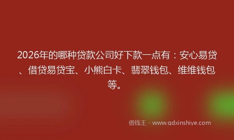 2026年的哪种贷款公司好下款一点有:安心易贷、借贷易贷宝、小熊白卡、翡翠钱包、维维钱包等。