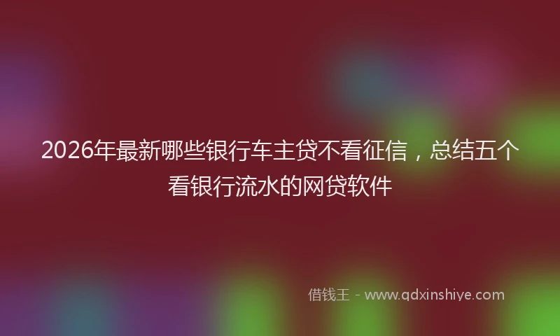 2026年最新哪些银行车主贷不看征信,总结五个看银行流水的网贷软件