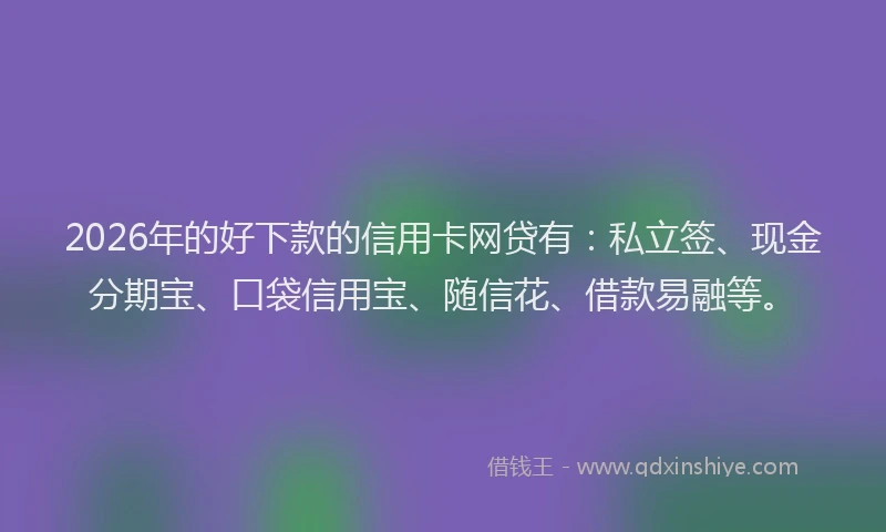 2026年的好下款的信用卡网贷有：私立签、现金分期宝、口袋信用宝、随信花、借款易融等。